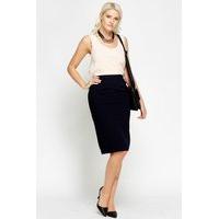 smart navy pencil skirt