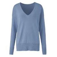 Smoke Blue V Neck Jumper