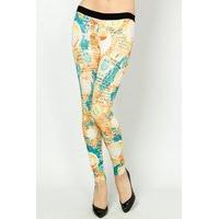 Smiley Face & Graffiti Print Leggings