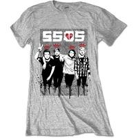 Small 5 Seconds Of Summer 2 Finger Dripped Ladies T-shirt.