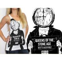 Small White Ladies Queens Of The Stones Age Mugshot Vest Tee
