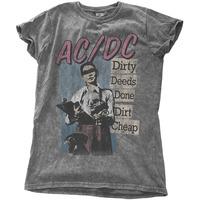 Small Ladies Grey Ac/dc Dirty Deeds Done Dirt Cheap T-shirt.