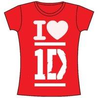 Small Red I Love One Direction Ladies T-shirt.