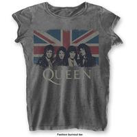 Small Charcoal Grey Ladies Queens Vintage Union Jack T-shirt