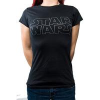 Small Black Womens Star Wars Logo Fashion T Shirt