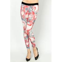 Smiley Face & Graffiti Print Leggings