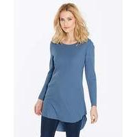 Smokey Blue Scoop Dip Back Rib Tunic