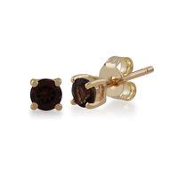 smoky quartz round stud earrings in 9ct yellow gold 350mm claw set