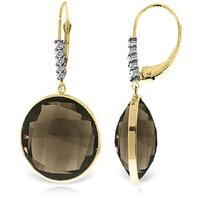 Smoky Quartz and Diamond Drop Earrings 34.0ctw in 9ct Gold