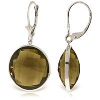 Smoky Quartz Drop Earrings 34.0ctw in 9ct White Gold