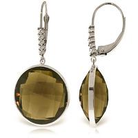 Smoky Quartz and Diamond Drop Earrings 34.0ctw in 9ct White Gold