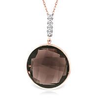 Smoky Quartz and Diamond Pendant Necklace 17.0ct in 9ct Rose Gold