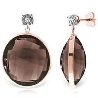 Smoky Quartz and Diamond Stud Earrings 34.0ctw in 9ct Rose Gold