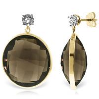 Smoky Quartz and Diamond Stud Earrings 34.0ctw in 9ct Gold