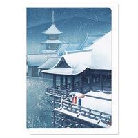 snow at temple greeting card