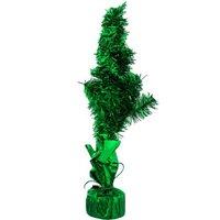 Snow White Christmas Decoration Wire Tinsel Tree On Foil Base Silver/green