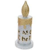 Snow White Branded 17.5cm LED Flashing Colour Changing Glitter Christmas Candle