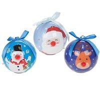 Snow White Branded Pack Of 3 Light Up Flashing Christmas Character Baubles, 