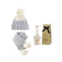 snowdrops child hat and scarf knitting kit in baby blue