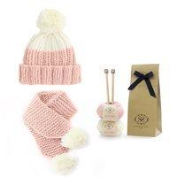 SNOWDROPS CHILD HAT AND SCARF KNITTING KIT in Peach Pink