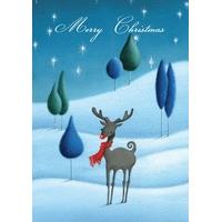 snowy reindeer christmas card