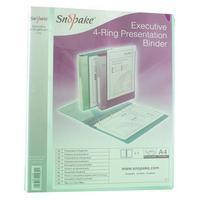 Snopake Executive (A4) Presentation Ring Binder Polypropylene 4 D-Ring (Clear) Pack of 10