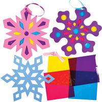 snowflake stained glass effect decoration kits pack of 6