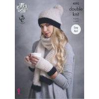 snood hats mitts and scarf in king cole embrace dk 4592
