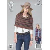 Snood, Lace Scarf and Shawl in King Cole Riot Chunky (4237)