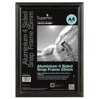 Snap Frame A4 AluminiumAnti-glare PVC with Mounting Kit Black