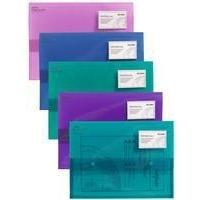 Snopake Polyplus Popper Wallet A4 Electra Assorted Pack of 5