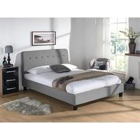 Snuggle Beds Luca Light Grey 4\' Small Double Silver Bed Frame Only Fabric Bed