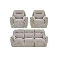 Snug Fabric Power Recliner 3 Seater Sofa and 2 Armchairs