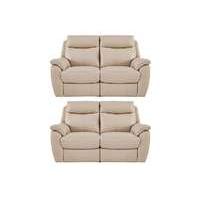 Snug Pair of 2 Seater Leather Manual Recliner Sofas