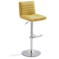 Snow Bar Stool In Curry Faux Leather With Round Chrome Base