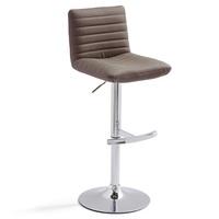 Snow Bar Stool In Brown Faux Leather With Round Chrome Base