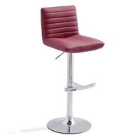 Snow Bar Stool In Bordeaux Faux Leather With Round Chrome Base