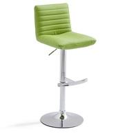 Snow Bar Stool In Green Faux Leather With Round Chrome Base