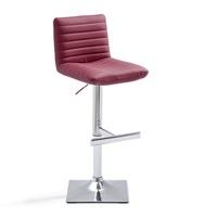 Snow Bar Stool In Bordeaux Faux Leather With Square Chrome Base