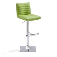 Snow Bar Stool In Green Faux Leather With Square Chrome Base