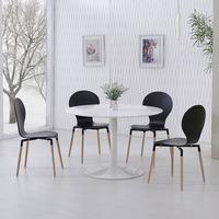 Snowdon Dining Table White Gloss Top And 4 Napoli Black Chairs