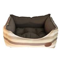 Snug and Cosy Square Bed 21 Inch Brown Stripe
