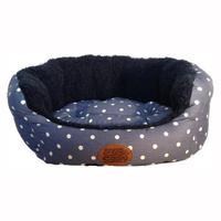 Snug and Cosy Navy Polka Dot Oval Bed 21 Inch