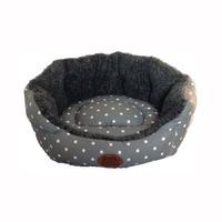 Snug and Cosy Grey Polka Dot Oval Bed 25 Inch