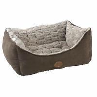 snug and cosy novara rectangle dog bed brown 53cm