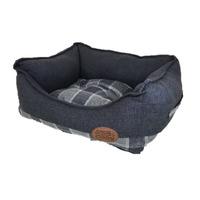 Snug and Cosy Square Bed 42 Inch Grey Checker