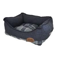 snug and cosy square bed 30 inch grey checker