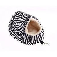 Snuggle Up Rat Slipper Toy Zebra Print Fleece - Ideal toy for rat, ferret and chinchilla cages. Washable fun toy for small furries.