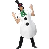 Snowman Costume, White, With Tabard, Scarf, Hat & Carrot Nose