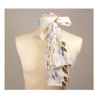 snow white multi coloured leaf print silk scarf with embellishment det ...